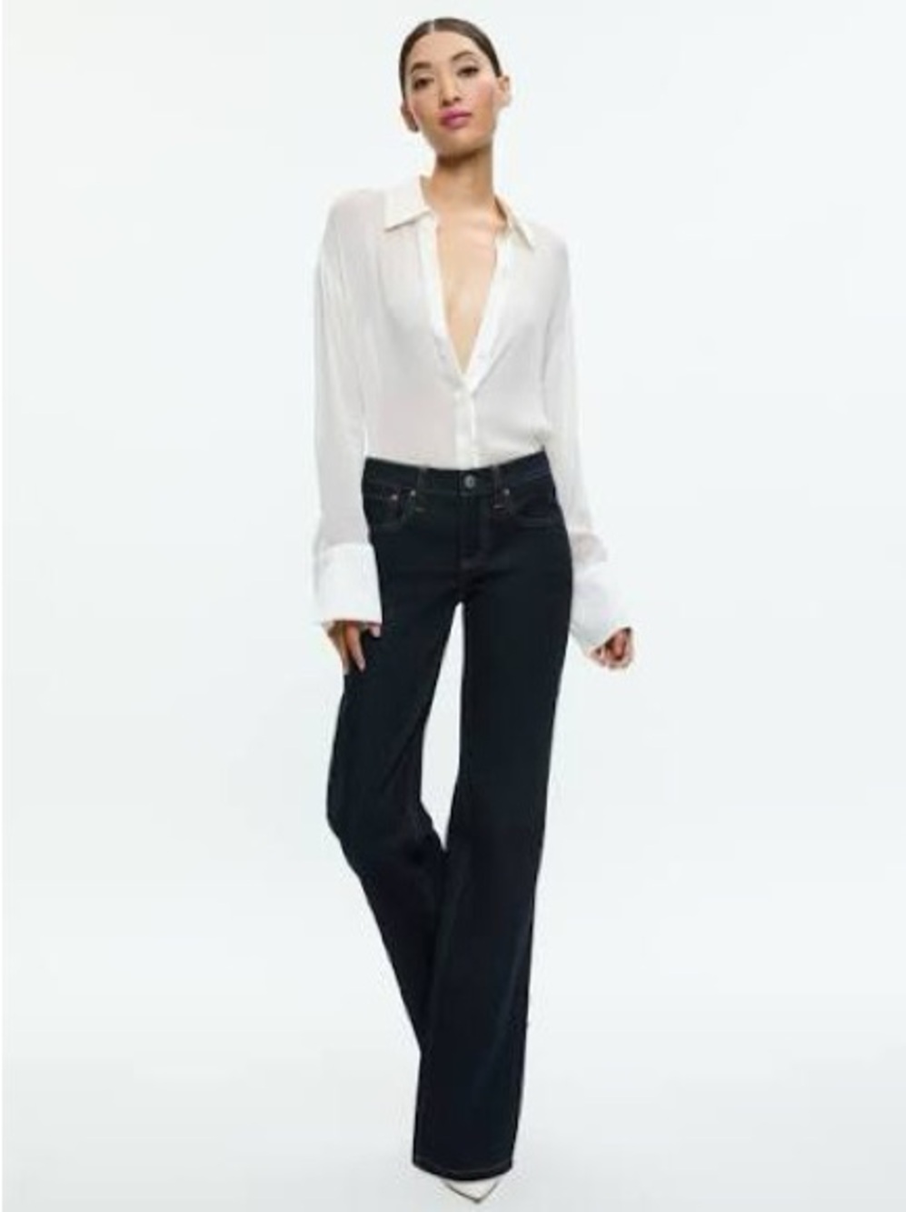 Alice + Olivia Dark Denim Wide Leg Jeans Bodie Sz 30 EUC